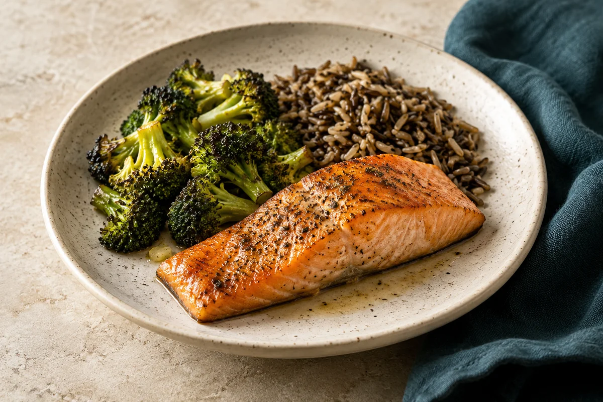 Baked salmon plate